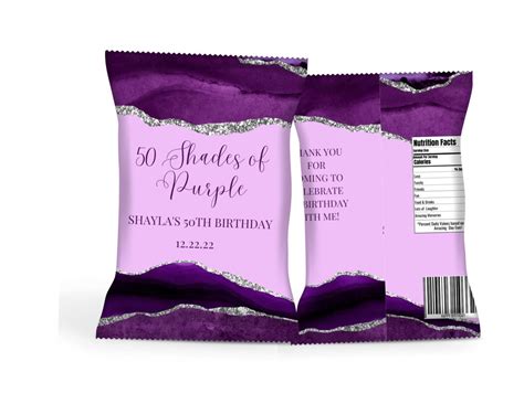 Editable Birthday Chip Bag Shades Of Purple Chip Bag Party Decor