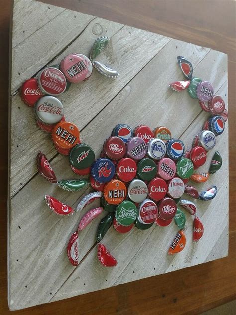 Soda Pop Bottle Cap Crab Wall Art Coke Pepsi Cheerwine Sprite Nehi