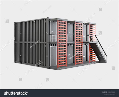 3d Illustration Converted Old Shipping Container Stock Illustration 1382613224