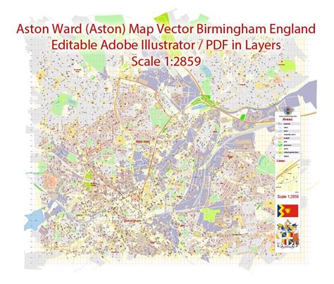 Aston Ward (Aston) UK Birmingham Vector Map exact extra detailed City ...