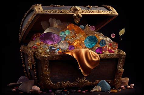 Treasure Chest Overflowing With Gold Diamonds And Precious Gems Stock