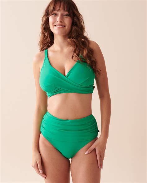 Haut de bikini bralette bonnet D en fibres recyclées ÉMERAUDE Vert