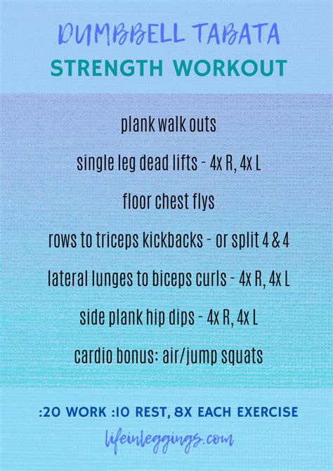 Tabata Workout Plan With Weights