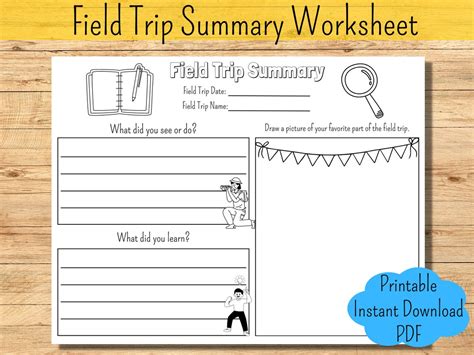 Field Trip Log Field Trip Journal Homeschool Field Trip Report Field Trip Worksheet Printable