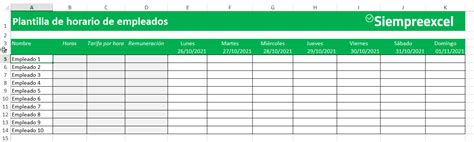 Horario De Trabajo En Excel Para Jornada Laboral Siempre Excel Images