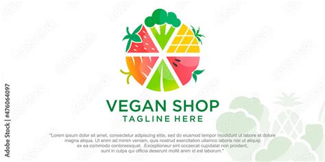 Fresh vegetable and fruit shop logo design Stock Vector | Adobe Stock