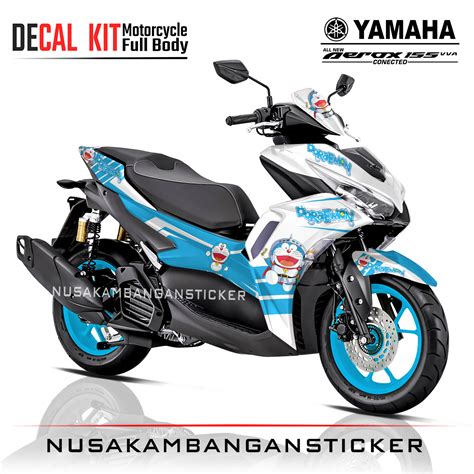 Decal All New Aerox Connected 155 Doraemon Biru Tosca 01 Sticker Full