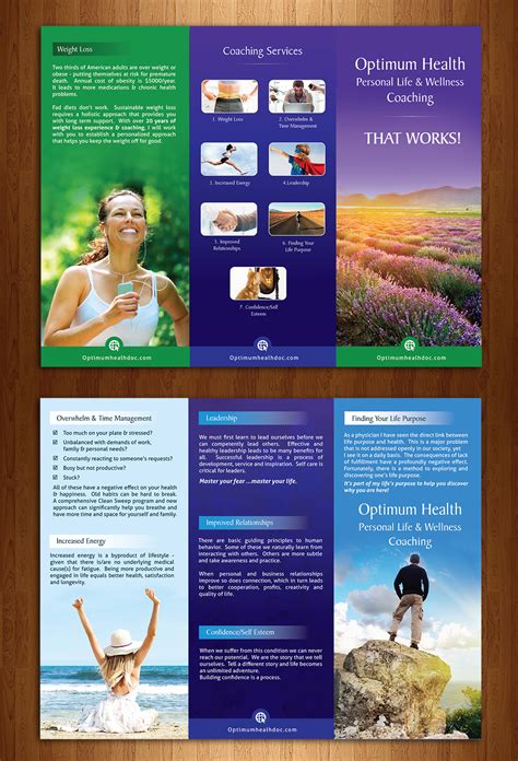 Serious Professional Life Coaching Brochure Design For Optimum Health