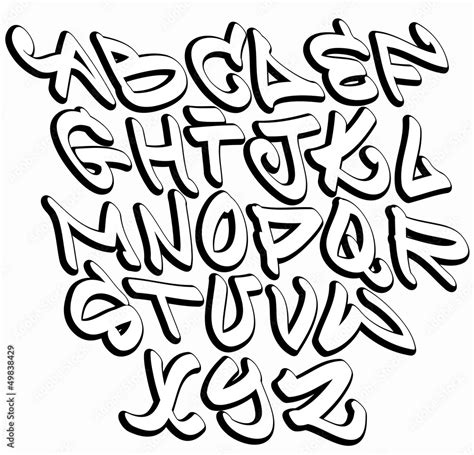 Graffiti font alphabet letters. Hip hop type grafitti design Stock ...