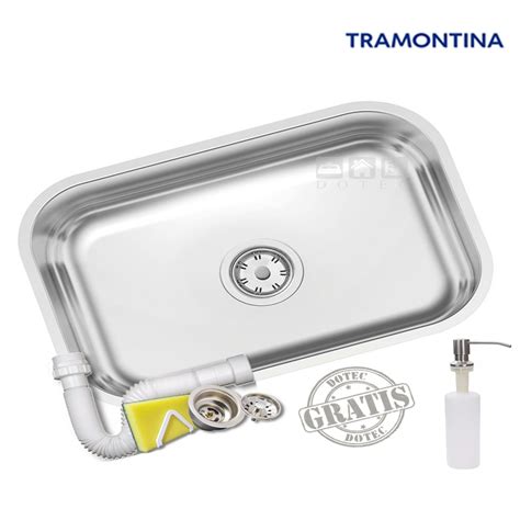 KIT CUBA N2 INOX POLIDO 56x34x14CM TRAMONTINA DOSADOR ALTO BRILHO