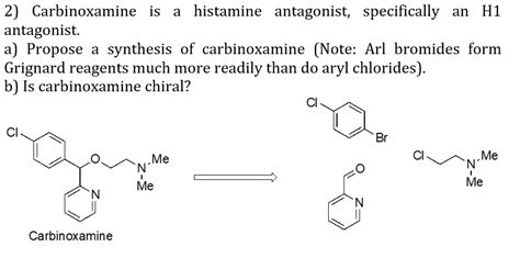 Solved 2 Carbinoxamine Is A Histamine Antagonist Chegg