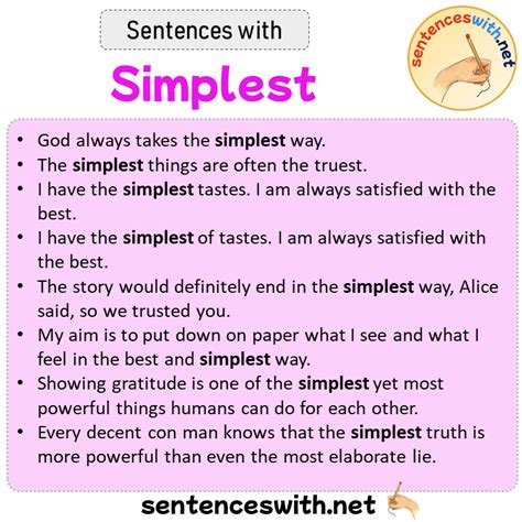 Sentences With Simplest Sentences About Simplest Sentenceswithnet