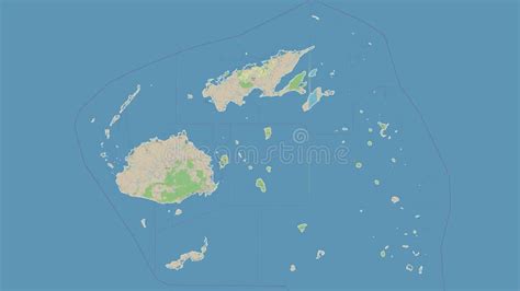 Fiji Outlined. Topo Standard Stock Illustration - Illustration of suva ...