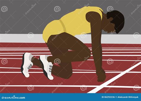 Athlete On The Starting Blocks Stock Illustration Illustration Of