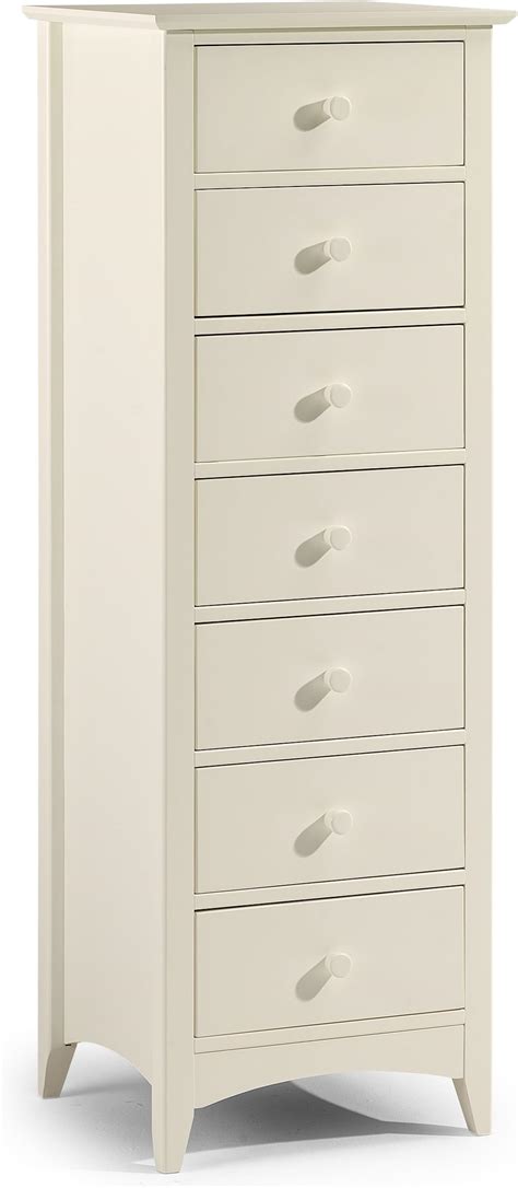 Julian Bowen Cameo 7 Drawer Narrow Chest Stone White Uk