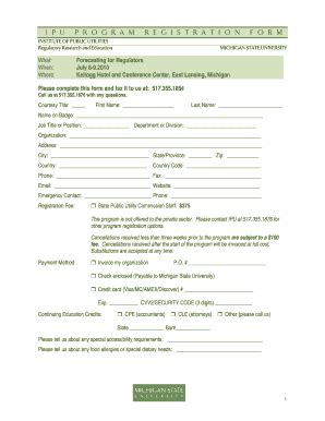 Fillable Online Ipu Msu Forecasting Registration Form Fax Email Print