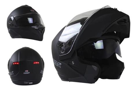 Casco Roda Luminar Abatible Luz Led Certificado Dot Negro Meses Sin