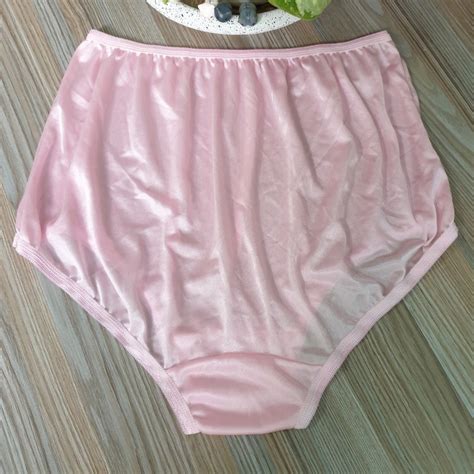 Silky Nylon Panty Slippery Sissy Double Gusset Brief Baby Pink Bikini