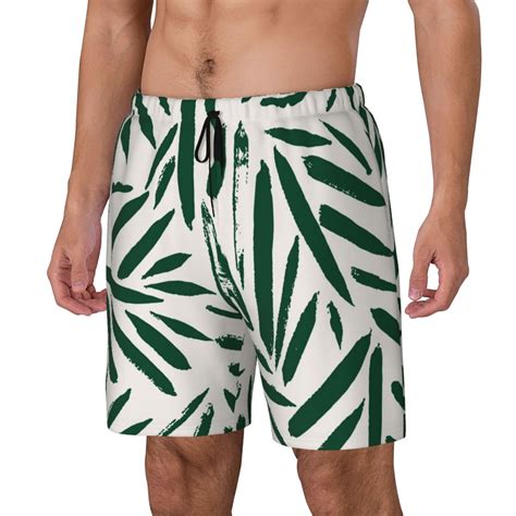 Lukts Palm Branch With Leaves Print Mens Swim Trunks Swim Shorts Quick