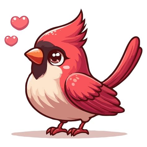 Vector Adorable Dibujos Animados Hermoso P Jaro Cardenal Aislado Sobre