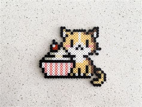 Kawaii Orange Cat Pixel Perler Beads Art Can Be Fridge Magnet