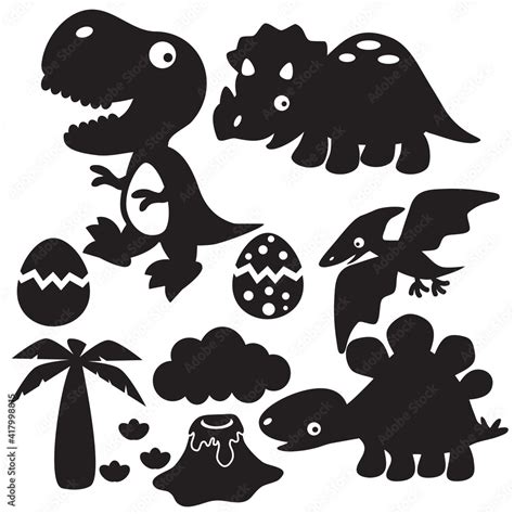 Dinosaur silhouette vector cartoon illustration Stock Vector | Adobe Stock