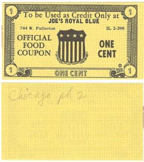 Cent Food Stamp Scrip Joe S Royal Blue United States Numista