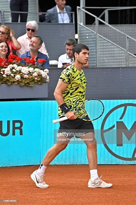 Carlos Alcaraz During The Mutua Madrid Open Final Against Jan Lennard