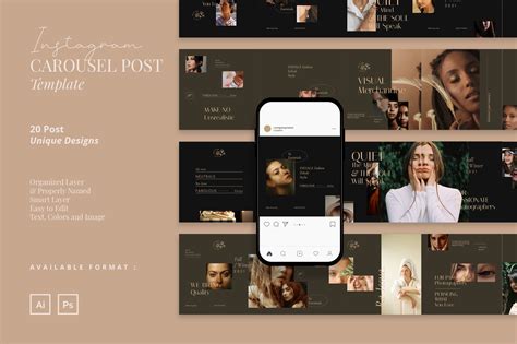 Beauty Instagram Carousel Post Template On Yellow Images Creative Store