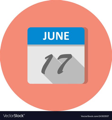 June 17th date on a single day calendar Royalty Free Vector