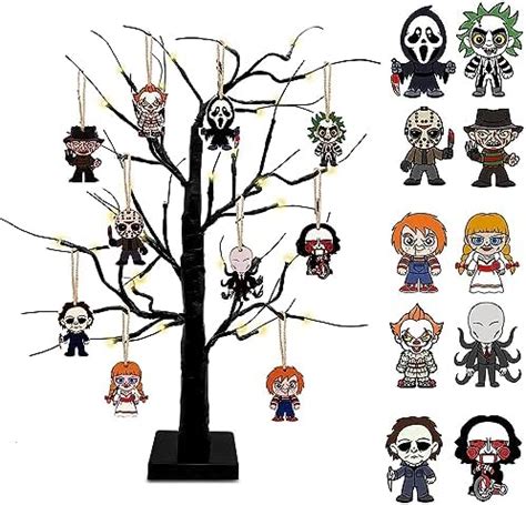 Amazon.com: BIGSPINACH Horror Movies Tree Ornaments - Pack of 10 Wooden ...