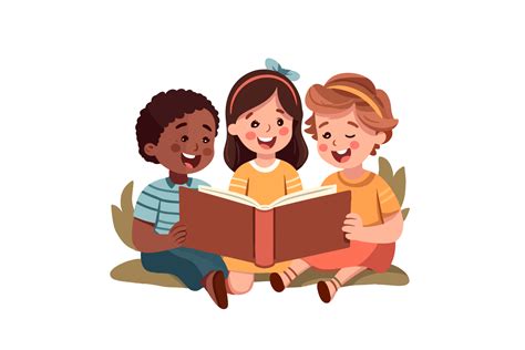 Svg Children Reading Bible Happy Smiling Graphic By Lofianimations