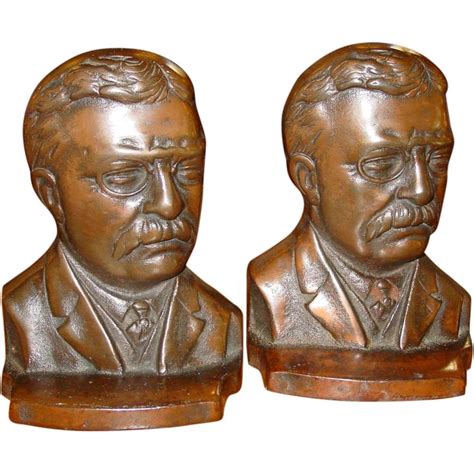 Bronze Pair Theodore Roosevelt Bookends Buddha Statue Theodore Bronze