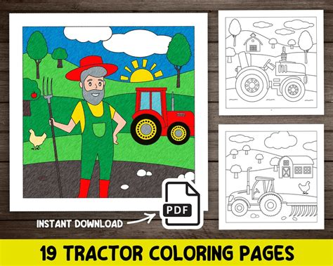 Tractor Coloring Book for Kids Tractor Printable Farm Coloring Book for ...