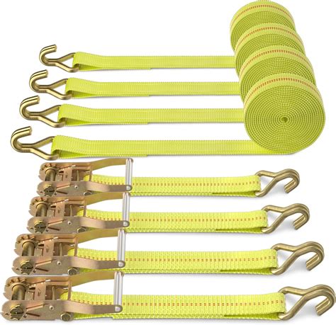 Amazon 4 Pack 2 X27 Ratchet Strap Tie Down 10000lbs J Hook Heavy