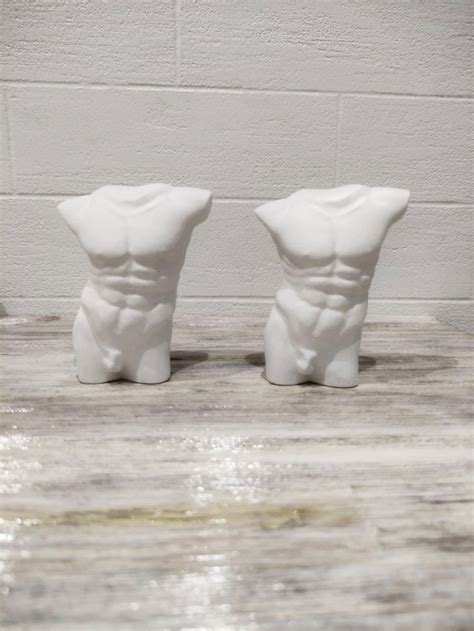 Statuette Figure Of A Naked Male Torso Two Pieces Of Sculptural Plaster