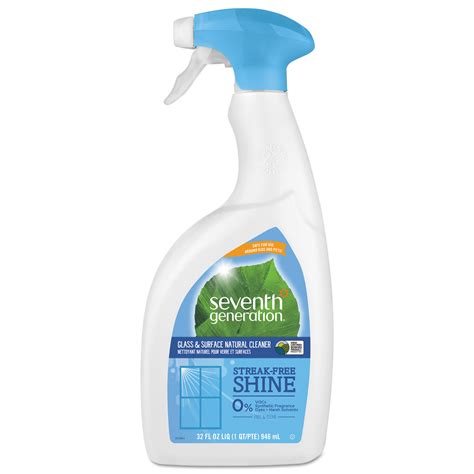 Seventh Generation Natural Glass And Surface Cleaner Free And Clear 32 Oz Spray Bottle