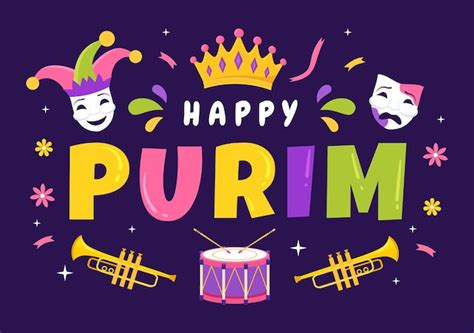 Ilustra O Feliz De Purim M Scaras De Carnaval Feriado Judaico E