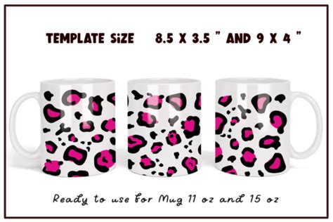 Pink Leopard Coffee Mug Sublimation Wrap Graphic By Jaiprakan A