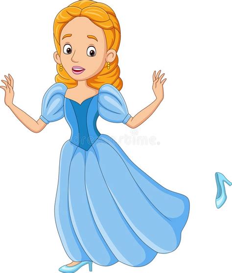 Tecknad Cinderella Princess Med Sin Sko Vektor Illustrationer