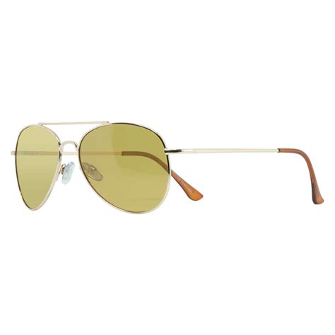 Piranha Eyewear Agenda Gold Aviator Night Driving Sunglasses With Yellow Lens