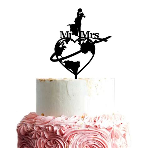 Buy Travel Themed Wedding Cake Topper World Cake Topper Airplane Mr And Mrs Cake Topper Bride