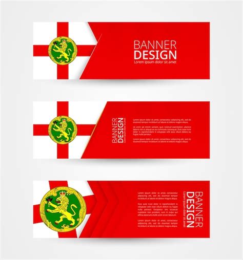 Premium Vector Set Of Three Horizontal Banners With Flag Of Alderney