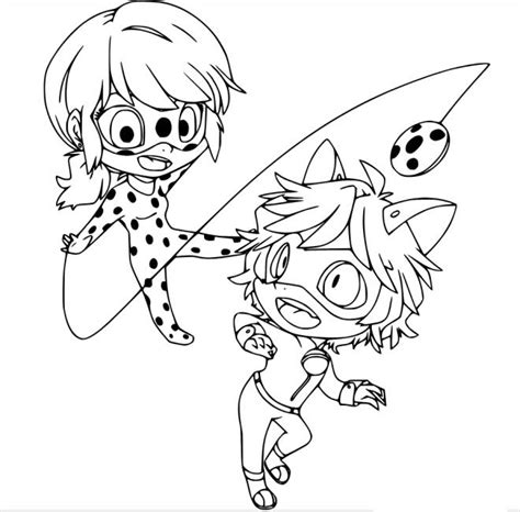 Coloriage Ladybug Et Chat Noir En Jouant Dessin Gratuit à Imprimer