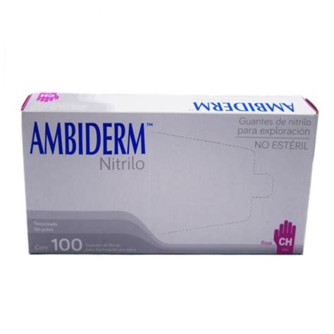 GUANTE AMBIDERM NITRILO ROSA CAJA C 100 PZAS Grupo Caramu