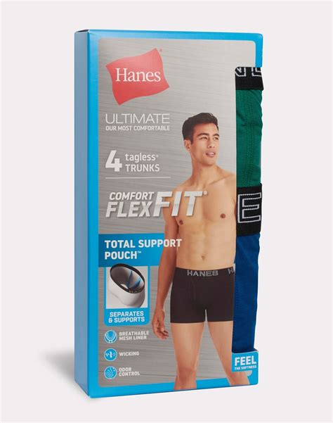 Hanes Trunk 4 Pack Mens Underwear Ultimate Comfort Flex Fit Total