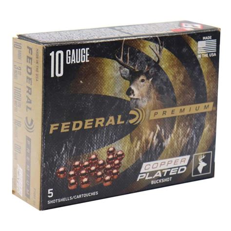 Federal Vital Shok 10 Gauge Ammo 3 1 2 00 18 Pellets Buckshot Copper