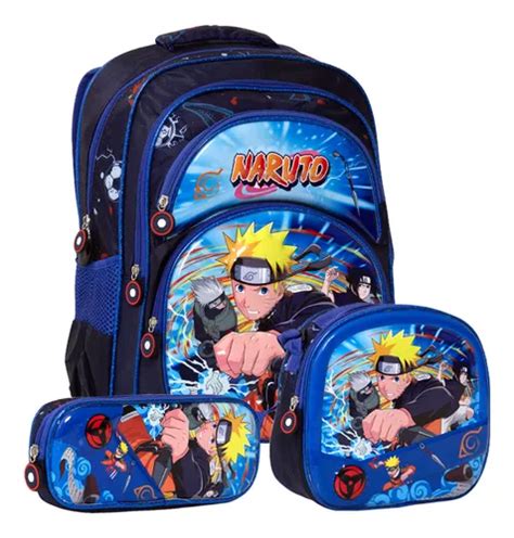 Bolsa Escolar Masculina Juvenil Naruto Costas Grande Estojo