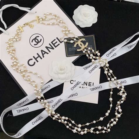 Chanel Three Layer Pearl Necklace Gold For Women Crozus