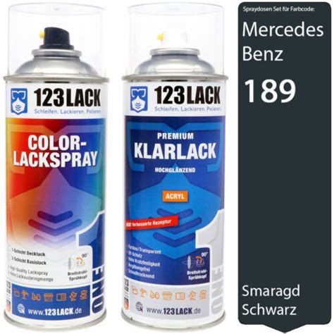 Autolack Lackspray Set Mercedes Benz 189 SMARAGDSCHWARZ PERL Klarlack